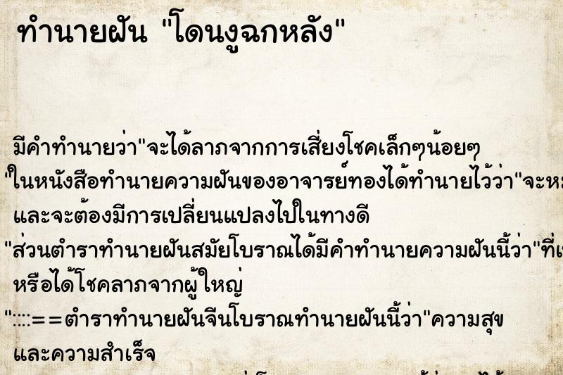 ทำนายฝัน โดนงูฉกหลัง