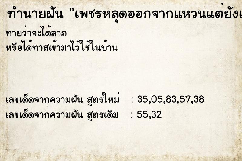 ทำนายฝันทำนายฝันเพชรหลุดออกจากแหวนแต่ยังเก็