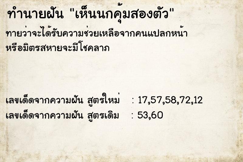 ทำนายฝัน เห็นนกคุ้มสองตัว ทำนายฝัน เห็นนกคุ้มสองตัว