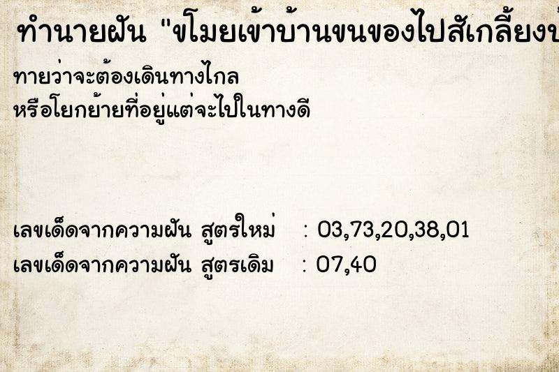 ทำนายฝันขโมยเข้าบ้านขนของไปสัเกลี้ยงบ้าน ทำนายฝันทำนายฝันขโมยเข้าบ้านขนของไปสัเกลี้ยงบ้าน