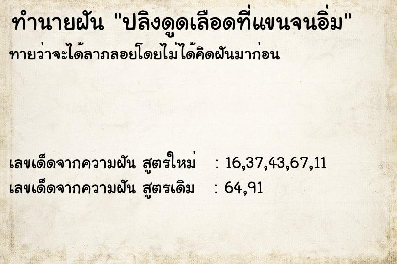 ทำนายฝันปลิงดูดเลือดที่แขนจนอิ่ม ทำนายฝันทำนายฝันปลิงดูดเลือดที่แขนจนอิ่ม