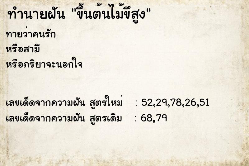 ทำนายฝัน ขึ้นต้นไม้ขึสูง ทำนายฝัน ขึ้นต้นไม้ขึสูง
