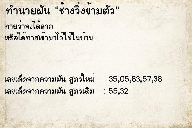 ทำนายฝันทำนายฝันช้างวิ่งข้ามตัว