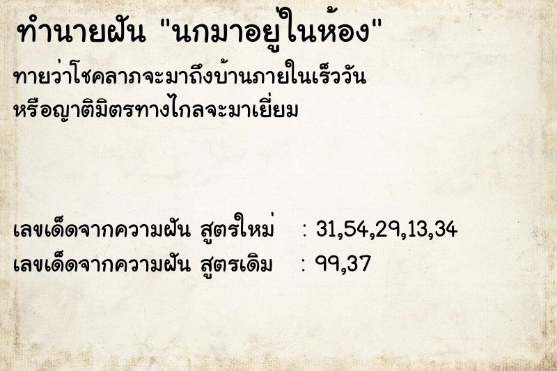 ทำนายฝันทำนายฝันนกมาอยู่ในห้อง