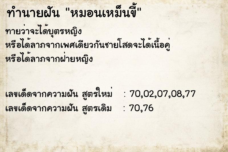 ทำนายฝันหมอนเหม็นขี้ ทำนายฝันทำนายฝันหมอนเหม็นขี้