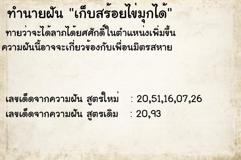 ทำนายฝันเก็บสร้อยไข่มุกได้ ทำนายฝันทำนายฝันเก็บสร้อยไข่มุกได้