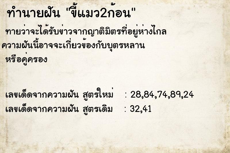 ทำนายฝัน ขี้แมว2ก้อน ทำนายฝัน ขี้แมว2ก้อน