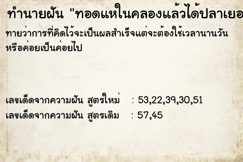 ทำนายฝันทำนายฝันทอดแหในคลองแล้วได้ปลาเยอะมาก