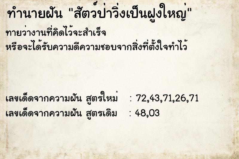 ทำนายฝันทำนายฝันสัตว์ป่าวิ่งเป็นฝูงใหญ่