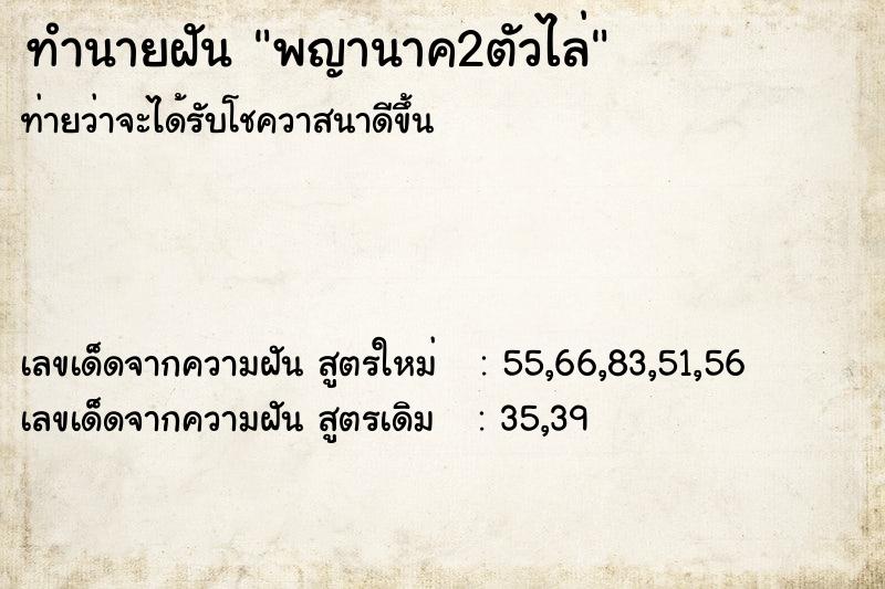 ทำนายฝัน พญานาค2ตัวไล่