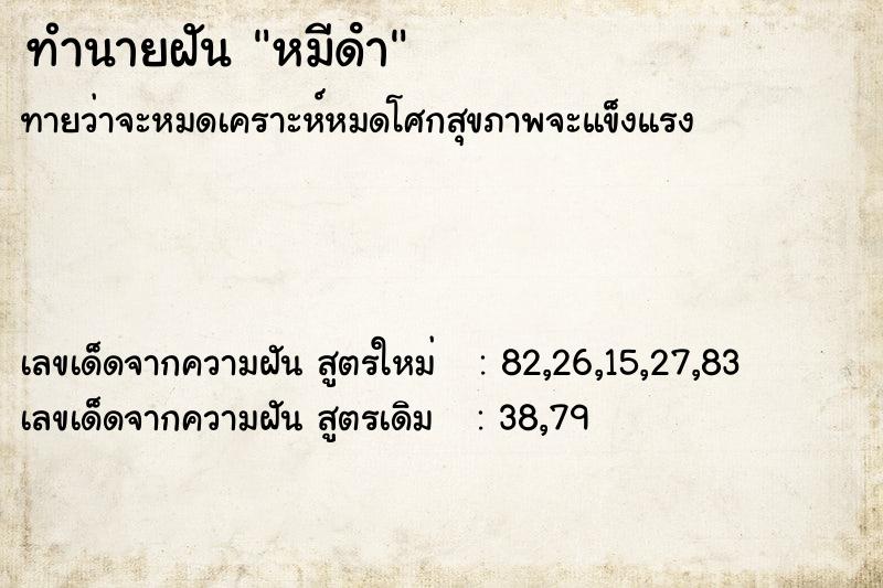 ทำนายฝันทำนายฝันหมีดํา