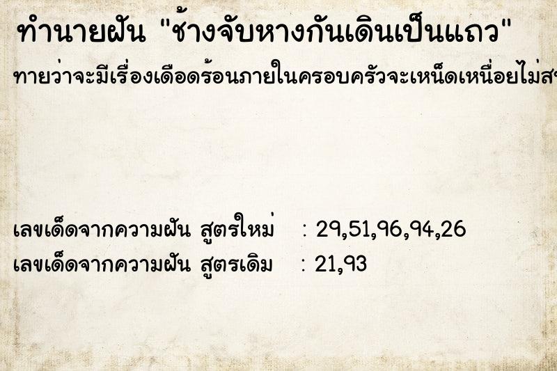ทำนายฝันช้างจับหางกันเดินเป็นแถว ทำนายฝันทำนายฝันช้างจับหางกันเดินเป็นแถว