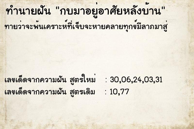 ทำนายฝันกบมาอยู่อาศัยหลังบ้าน ทำนายฝันทำนายฝันกบมาอยู่อาศัยหลังบ้าน
