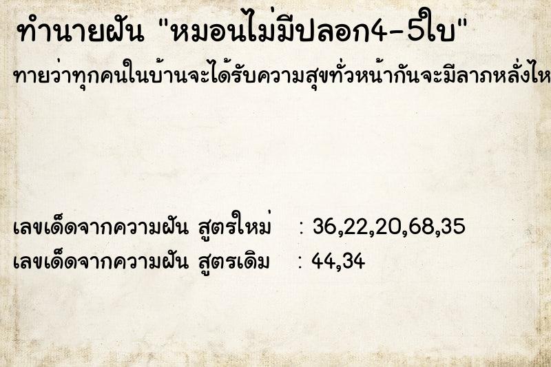 ทำนายฝันทำนายฝันหมอนไม่มีปลอก4-5ใบ