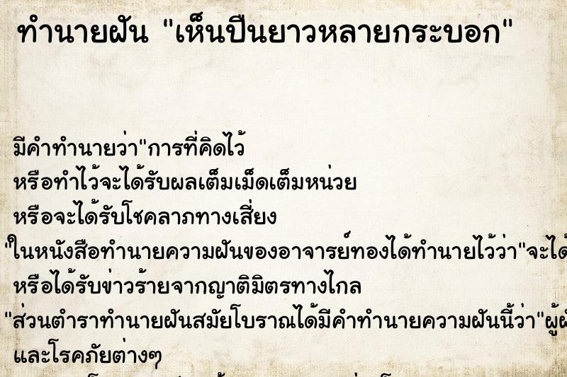 ทำนายฝัน เห็นปืนยาวหลายกระบอก