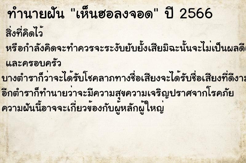 ทำนายฝันทำนายฝันเห็นฮอลงจอด