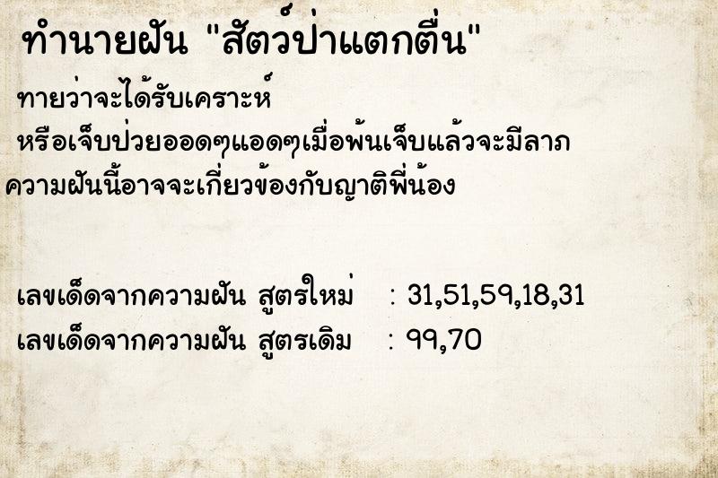 ทำนายฝันสัตว์ป่าแตกตื่น ทำนายฝันทำนายฝันสัตว์ป่าแตกตื่น