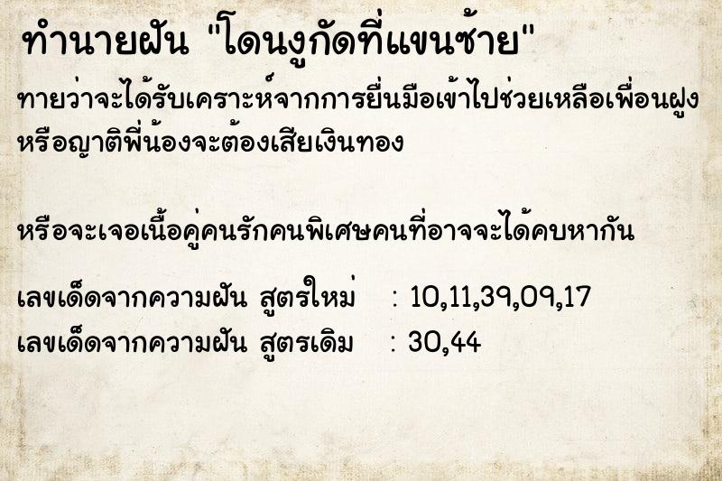 ทำนายฝันทำนายฝันโดนงูกัดที่แขนซ้าย