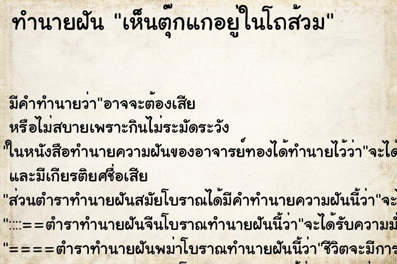 ทำนายฝันเห็นตุ๊กแกอยู่ในโถส้วม ทำนายฝันทำนายฝันเห็นตุ๊กแกอยู่ในโถส้วม