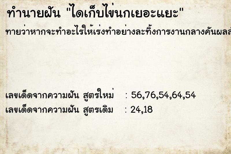 ทำนายฝันทำนายฝันไดเก็บไข่นกเยอะแยะ
