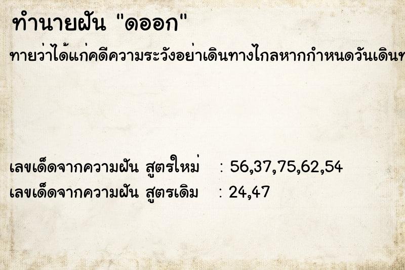 ทำนายฝันดออก ทำนายฝันทำนายฝันดออก