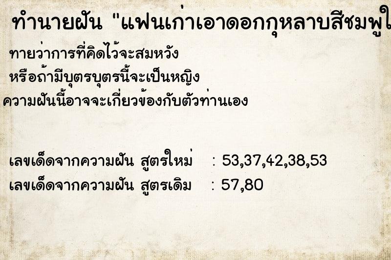 ทำนายฝัน แฟนเก่าเอาดอกกุหลาบสีชมพูให้