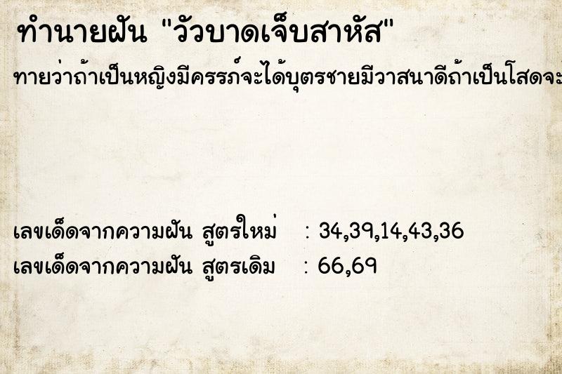 ทำนายฝันทำนายฝันวัวบาดเจ็บสาหัส