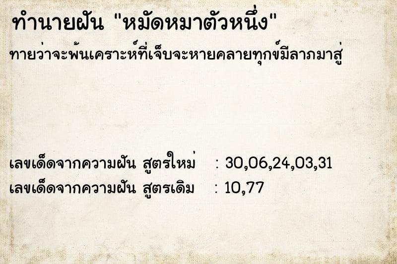 ทำนายฝันหมัดหมาตัวหนึ่ง ทำนายฝันทำนายฝันหมัดหมาตัวหนึ่ง