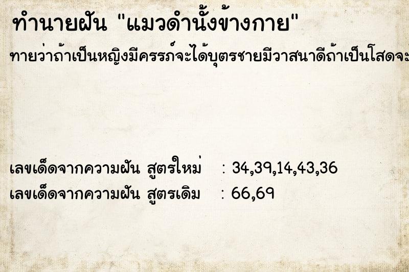 ทำนายฝันทำนายฝันแมวดำนั้งข้างกาย