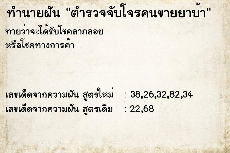 ทำนายฝัน ตำรวจจับโจรคนขายยาบ้า ทำนายฝัน ตำรวจจับโจรคนขายยาบ้า