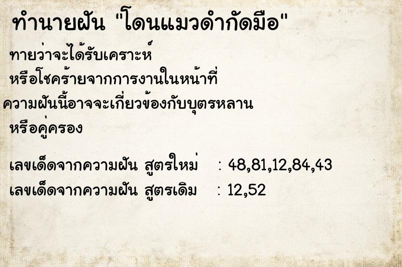 ทำนายฝัน โดนแมวดำกัดมือ ทำนายฝัน โดนแมวดำกัดมือ