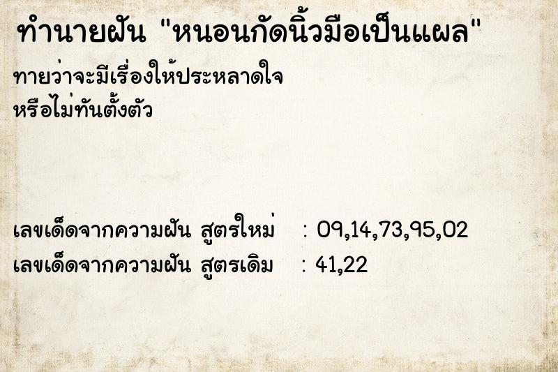 ทำนายฝันทำนายฝันหนอนกัดนิ้วมือเป็นแผล