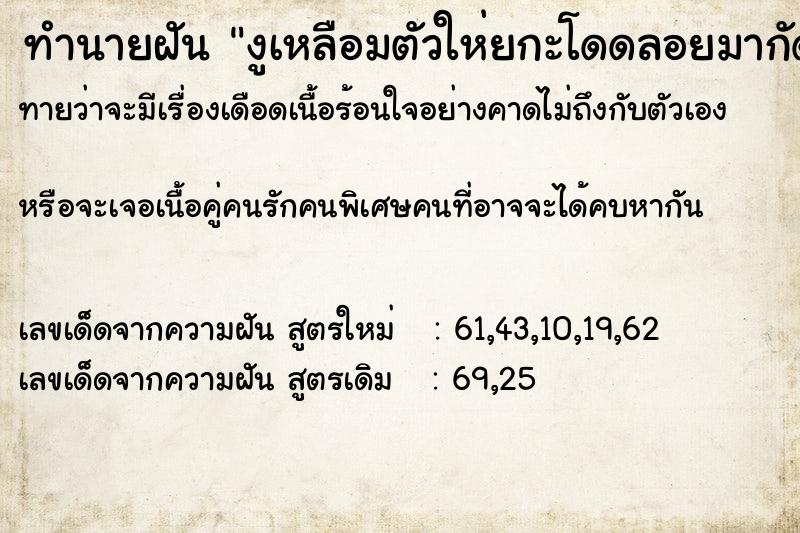 ทำนายฝันงูเหลือมตัวให่ยกะโดดลอยมากัดมือด้านขวา ทำนายฝันทำนายฝันงูเหลือมตัวให่ยกะโดดลอยมากัดมือด้านขวา