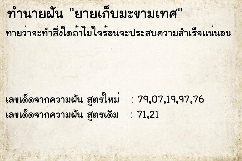 ทำนายฝันทำนายฝันยายเก็บมะขามเทศ