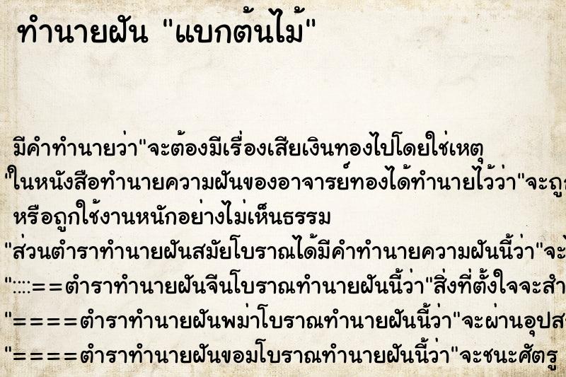 ทำนายฝันทำนายฝันแบกต้นไม้