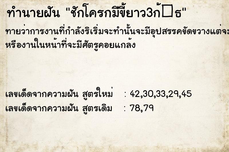 ทำนายฝันทำนายฝันชักโครกมีขี้ยาว3ก้�¸