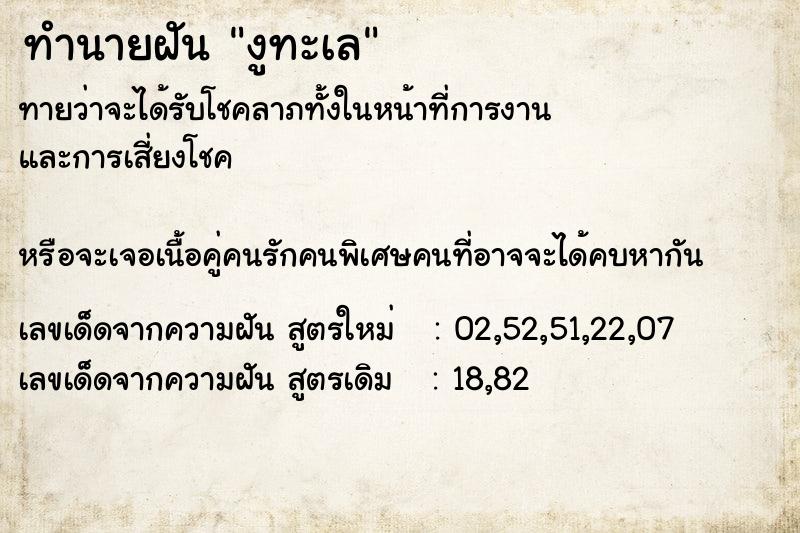 ทำนายฝันงูทะเล ทำนายฝันทำนายฝันงูทะเล