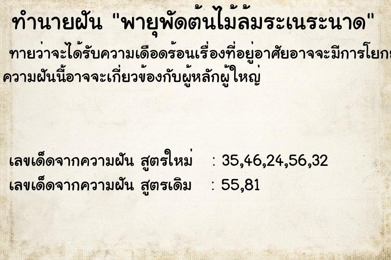 ทำนายฝัน พายุพัดต้นไม้ล้มระเนระนาด ทำนายฝัน พายุพัดต้นไม้ล้มระเนระนาด