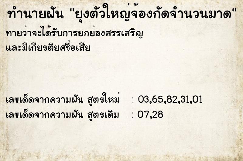 ทำนายฝันทำนายฝันยุงตัวใหญ่จ้องกัดจำนวนมาด