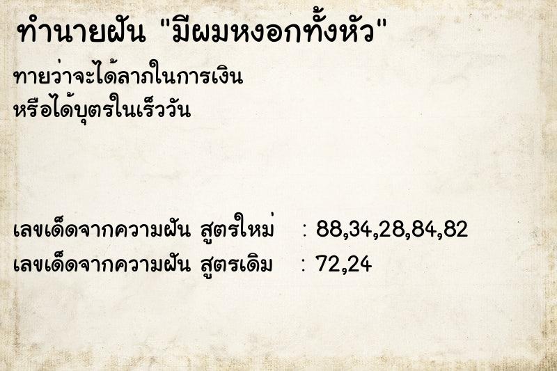 ทำนายฝันทำนายฝันมีผมหงอกทั้งหัว