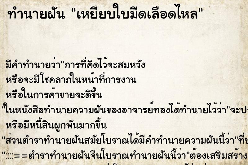 ทำนายฝัน เหยียบใบมีดเลือดไหล ตำราโบราณ แม่นที่สุดในโลก