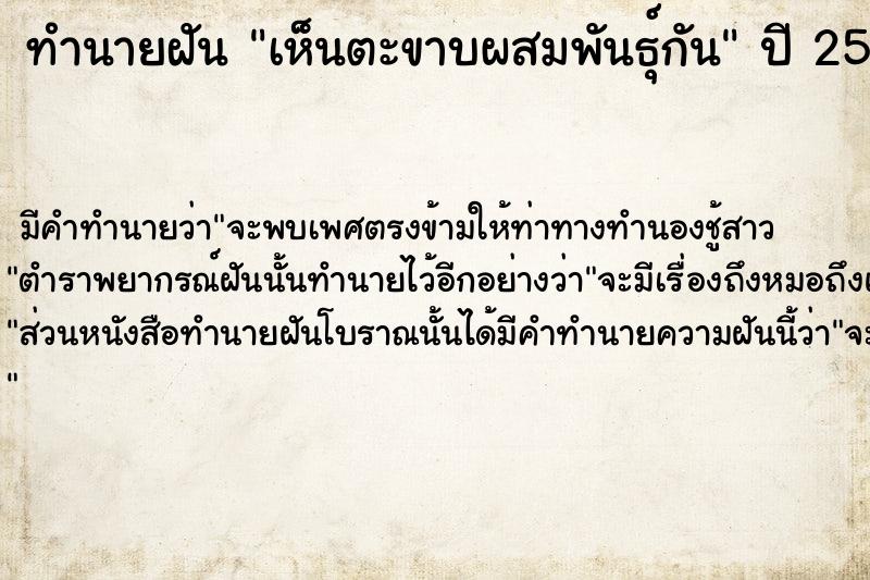 ทำนายฝัน เห็นตะขาบผสมพันธุ์กัน ทำนายฝัน เห็นตะขาบผสมพันธุ์กัน