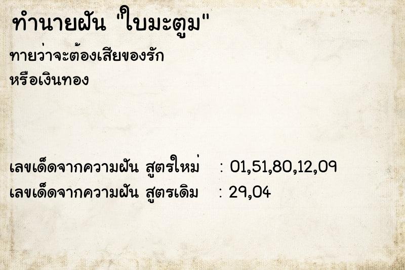 ทำนายฝัน ใบมะตูม ทำนายฝัน ใบมะตูม