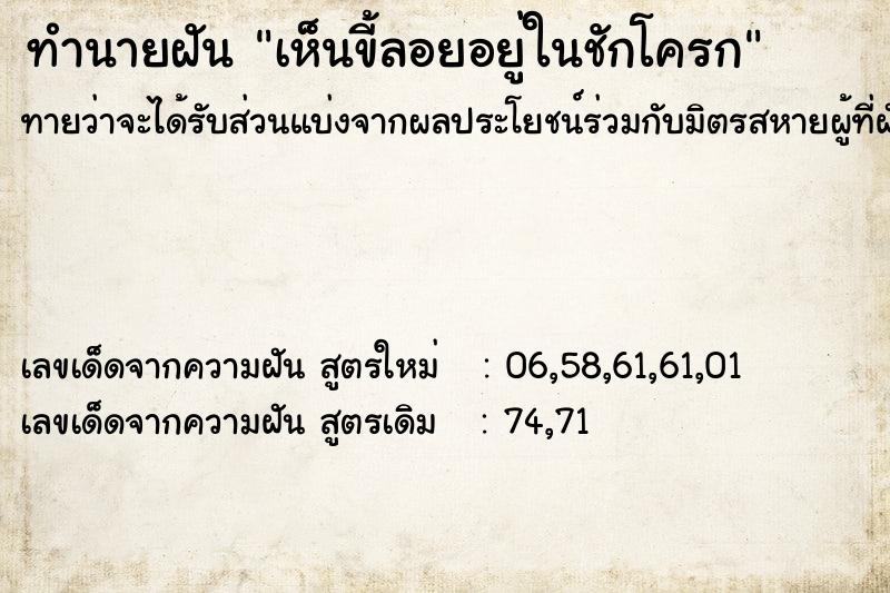 ทำนายฝัน เห็นขี้ลอยอยู่ในชักโครก ทำนายฝัน เห็นขี้ลอยอยู่ในชักโครก