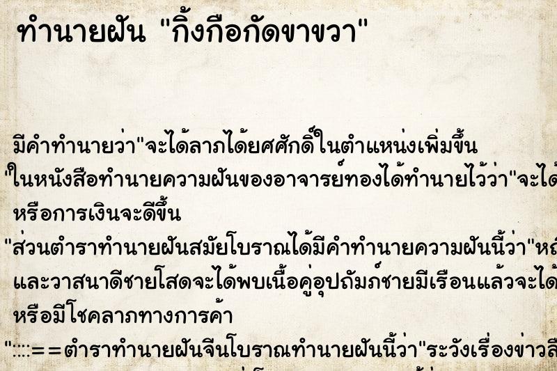 ทำนายฝัน กิ้งกือกัดขาขวา ทำนายฝัน กิ้งกือกัดขาขวา