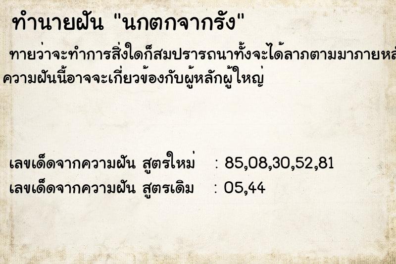 ทำนายฝันทำนายฝันนกตกจากรัง