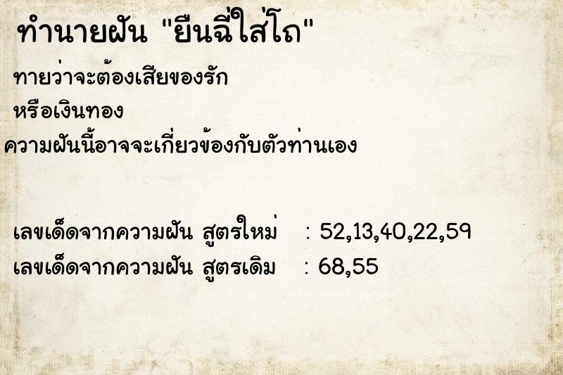 ทำนายฝันยืนฉี่ใส่โถ ทำนายฝันทำนายฝันยืนฉี่ใส่โถ