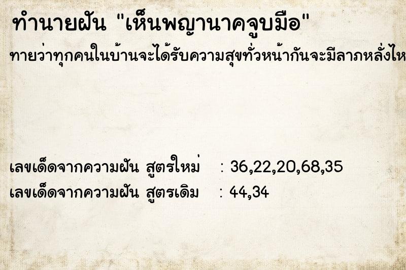 ทำนายฝันทำนายฝันเห็นพญานาคจูบมือ