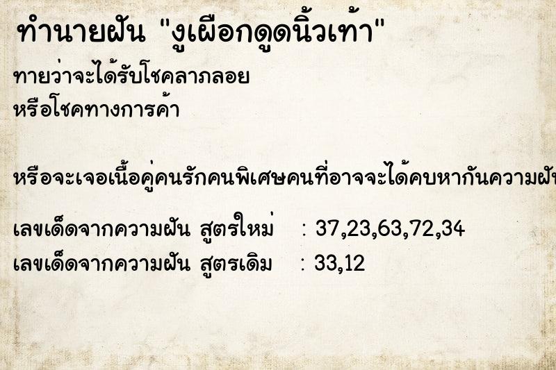 ทำนายฝัน งูเผือกดูดนิ้วเท้า ทำนายฝัน งูเผือกดูดนิ้วเท้า