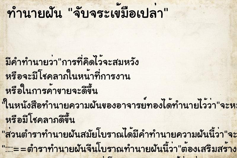 ทำนายฝัน จับจระเข้มือเปล่า ทำนายฝัน จับจระเข้มือเปล่า